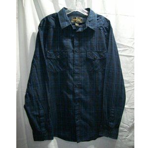 Helix Black & Blue Plaid LS Button Down - Size XL